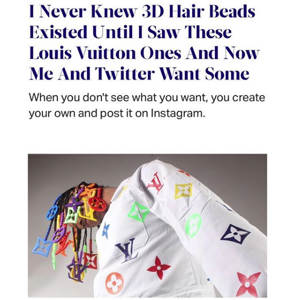 Twitter Is Applauding This Artist Who Created 3D Louis Vuitton Hair Beads  For An Internship